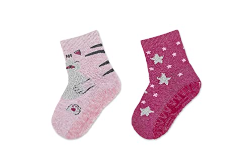 Sterntaler Dziewczęce FLI Air DP kot + gwiazdy kapcie skarpety, Rosa Mel, 19/20 EU
