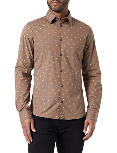 s.Oliver Koszula męska z długim rękawem, brązowa, 3XL, brązowy, 3XL