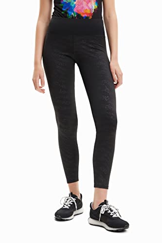 Desigual Elisabet czarne logo legginsy sportowe 23SWKK05, Czarny, XS