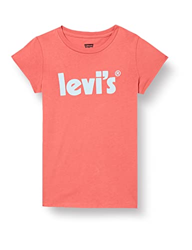 Levi's Kids Koszulka dziewczęca Lvg Basic z plakatem, Czerwony mineralny, 6 lat