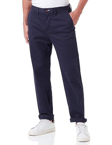 GANT Klasyczne spodnie męskie Regular Twill Chinos, granatowe, standardowe, morski, 38W / 32L