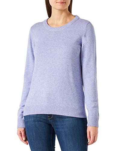 Vila Women's VIRIL O-Neck L/S Knit TOP-NOOS sweter, Sweet Lavender/Szczegóły: melanż, XL, Sweet Lavender/Szczegóły: melanż, XL