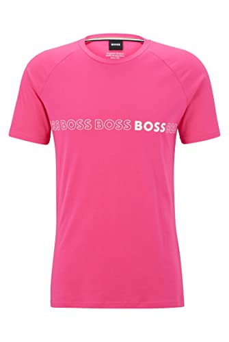 BOSS Męski T-shirt RN Slim Fit Slim-Fit z ochroną UV LSF 50+, Rosa, XXL