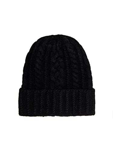 ONLY Women's ONLSALLY Life Cable Knit BEANIEACC czapka, Black/Detail:with DTM Lurex, ONE Size, Black/Szczegóły: WITH DTM LUREX, jeden rozmiar