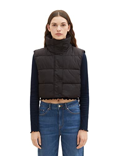 Damska kamizelka puchowa TOM TAILOR z denimu, 14482-głęboka czerń, XS