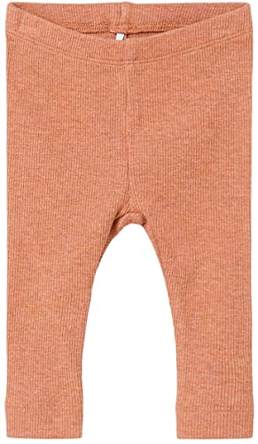 Legginsy dziecięce NBNKAB, bawełna organiczna, Café Au Lait/Szczegóły: melanż, 56