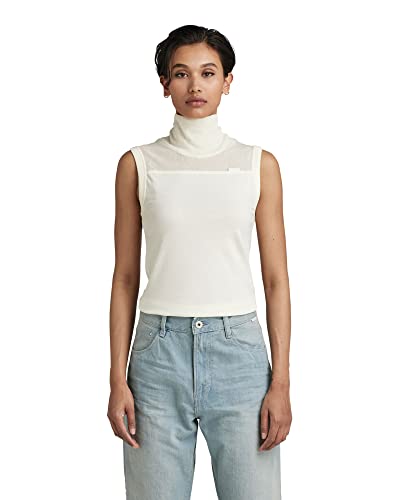 G-STAR RAW Damska koszulka z materiału Mix Funnel Tank Top, biały (Papirus 4107-d113), M