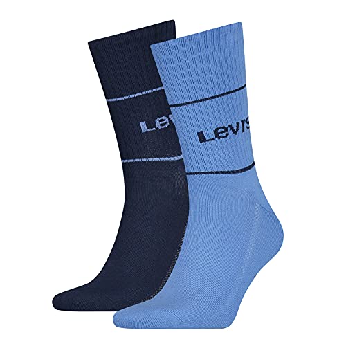 Levi's Unisex - bielizna dla dorosłych Unisex sportowe logo krótkie pończochy, 2 sztuki krótkie skarpety, niebieski kombo, 39