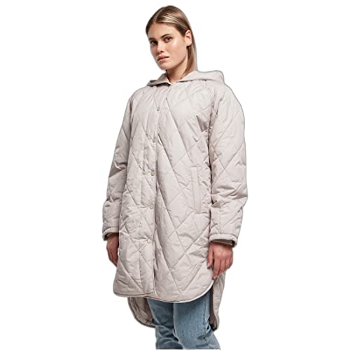Urban Classics damski damski płaszcz z kapturem w stylu oversize z diamentami, Warmgrey, XS