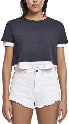 Urban Classics Damska damska koszulka z podwójną warstwą, Multicolour (Navy/White 00159), L