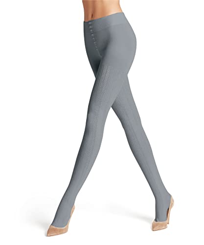 FALKE Damskie rajstopy Knit Caress, ekologiczna bawełna, grube, jednokolorowe, 1 sztuka, szary (Grey 3208)