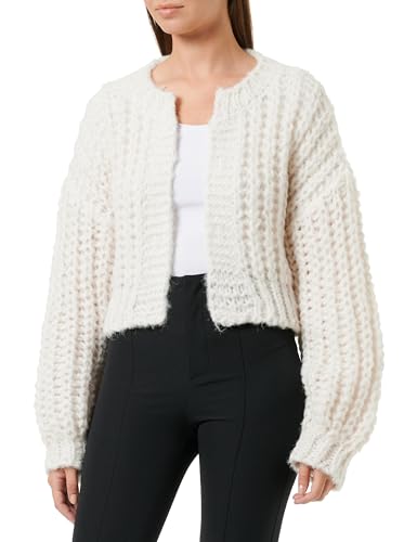 faina Damski modny luźny wzór kardigan wełniany rozmiar XL/XXL, biały (wollweiss), XL