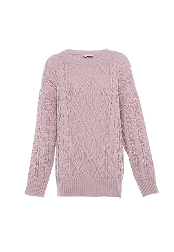 Blonda Damski sweter z dzianiny Leniwy RÓŻOWY XL/XXL, ciemnoróżowy, XL