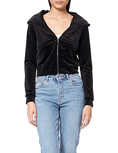 Urban Classics Damska bluza z kapturem z miękkiego aksamitu, krótki krój, z kapturem i kieszeniami, rozmiar XS do 5XL
