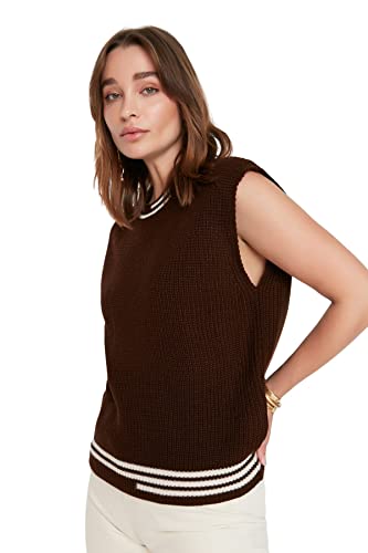 TRENDYOL Damska bluza Triko Süveter z kolorową bluzą, brązowa, S, brązowy, S