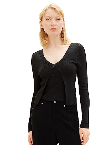 TOM TAILOR Denim Damski kardigan 2 w 1 i top, 14482-Deep Black, XS