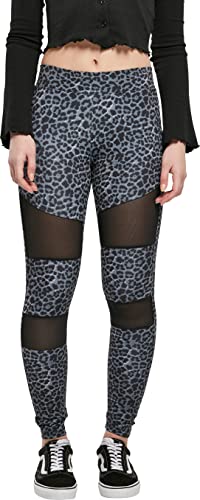 Urban Classics Damskie legginsy Tech Mesh AOP, przylegające, damskie spodnie do jogi z nadrukiem AOP, dostępne w 6 wariantach kolorystycznych, rozmiary XS - 5XL, Snowleo, 3XL