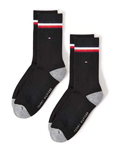 Tommy Hilfiger Kultowe skarpety sportowe dla dzieci (2 sztuki), Czarny