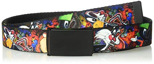 Buckle-Down Męski pasek Web Looney Tunes 3,2 cm, wielokolorowy, szeroki rozmiar spodni do 102 cm, wielobarwny