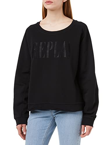 Replay Bluza damska 100% bawełna, 098 BLACK, S