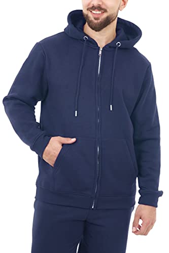 M17 Męska bluza z kapturem z recyklingu zapinana na zamek błyskawiczny codzienna bluza z kapturem bluza z kapturem bluza z zamkiem błyskawicznym zwykła góra kurtka z długim rękawem, granatowy, M