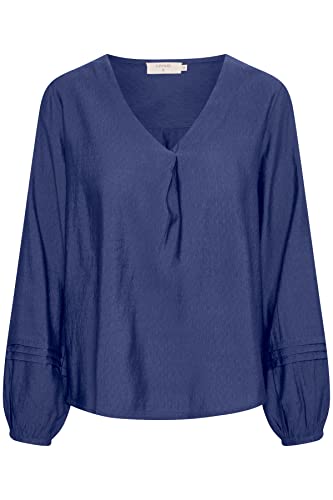 Cream Damska bluza Balloon Sleeves V-Neck, Sodalit Blue, 44