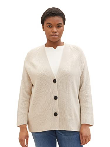 TOM TAILOR Damski kardigan kardigan 1037058, 12365 - Dusty Beige, 50 Duże rozmiary