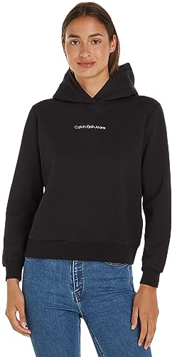 Calvin Klein Jeans Damska bluza z kapturem Institutional Regular, Czarny, XS
