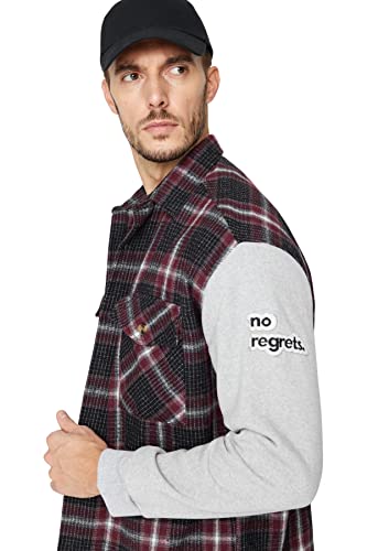 Trendyol Męska koszula oversize z dzianiny z kołnierzem podstawowym, Burgund, L