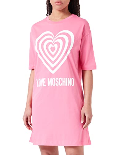 Love Moschino Damska sukienka z krótkim rękawem w kształcie litery T, komfortowa sukienka, fuksja, 38, Fuchsia, 38