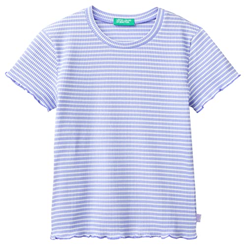 United Colors of Benetton Koszulka dziewczęca z krótkim rękawem, Glicine a Righe Bianche 952, L (Krótki)