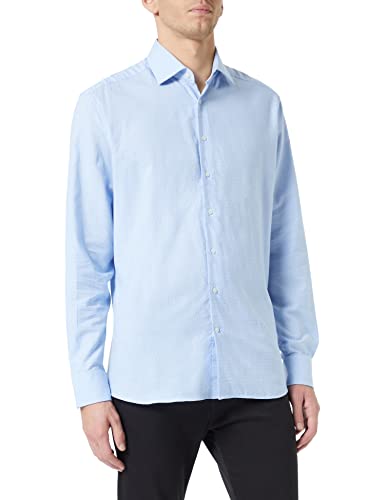 Hackett London Męska koszula flanelowa Htooth, Biały (biały/niebo), 36
