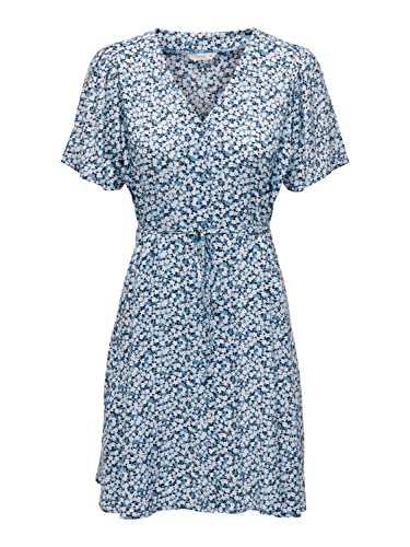 Bestseller A/S Damska sukienka ONLEVIDA S/S Short Dress WVN NOOS, Provincial Blue/AOP:Sadie Flower, XXXL, Provincial Blue/Aop:sadie Flower, 3XL