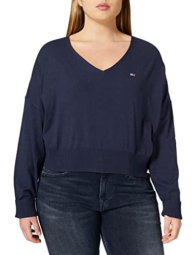 Tommy Jeans Damski sweter Tjw Rlxd z dekoltem w serek, Ciemna granatowa, M