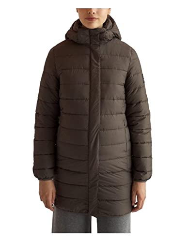 ECOALF, Płaszcz damski Umalf, z poliestru z recyklingu, z kapturem Primaloft, Ultralekki, płaszcz damski 3/4, wyściełany, Ciemny brąz, S