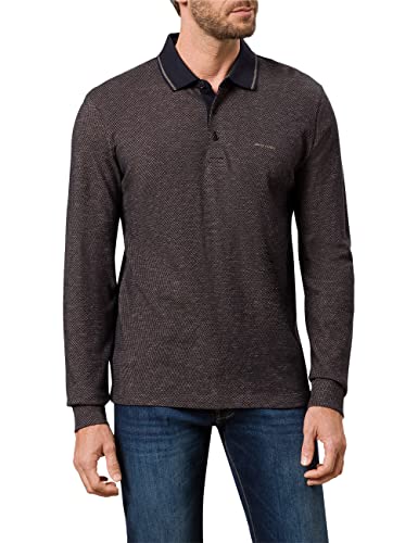 Pierre Cardin Męska koszulka polo z długim rękawem Jacquard Slub koszulka polo, brązowy, 6XL
