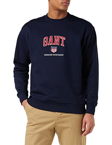GANT Sweter męski, niebieski (Evening Blue), XXL