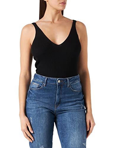 Urban Classics Damska koszulka z dzianiny prążkowanej, Czarny, XL