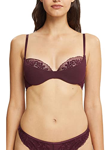 ESPRIT Bodywear Seasonal Lace RCS Half Padded Bra biustonosz wyściełany z fiszbinami, kolor bordowy RED, 75 A