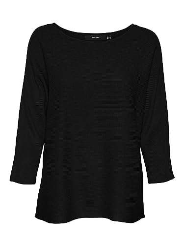 VERO MODA Noos sweter damski VMNORA 3/4 Boatneck Blouse sweter damski, czarny, XS, czarny, XS