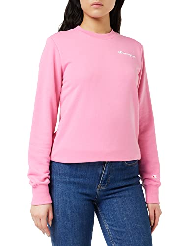 Champion Damska bluza z okrągłym dekoltem Legacy American Classics Powerblend Terry z małym logo, gorący róż, XXL