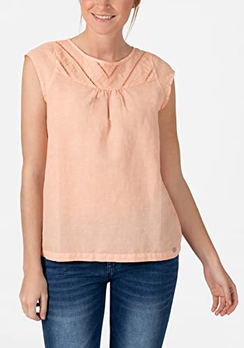 Timezone Damska bluzka z lnu Easy Blouse, brzoskwiniowy pomarańcz, L