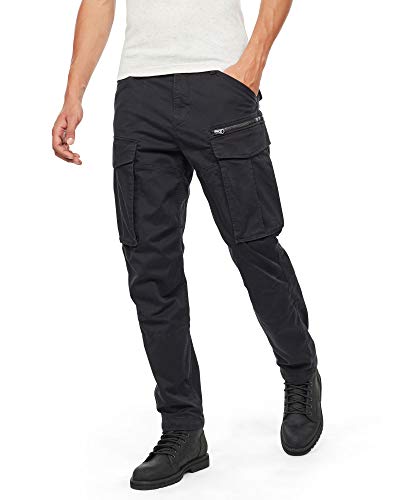 G-STAR RAW Rovic Zip 3D Prosto Taperowane Spodnie Męskie, Wielokolorowy (Dk Black D02190-5126-6484), 40W / 32L