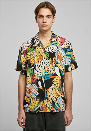 Urban Classics Men Viscose AOP Resort Shirt, koszula męska, dostępna w wielu różnych kolorach, rozmiary XS-5XL, toucans, 4XL