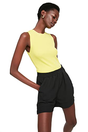 Trendyol Damska żółta, okrągła bluzka z kołnierzykiem, bluza, żółta, średnia