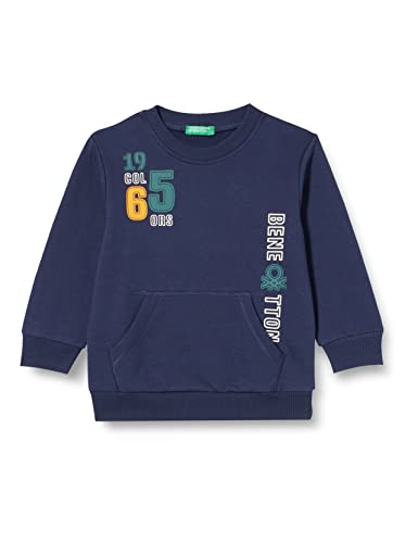 United Colors of Benetton Chłopięca bluza z długim rękawem z okrągłym dekoltem, Ciemnoniebieski 252, 5 Lat