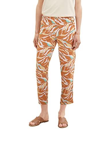TOM TAILOR Damskie spodnie 1036632, 31758-Brown Abstract Leaf Design, 44 W / 28 L, 31758 - Brązowy wzór Abstract Leaf, 44W / 28L