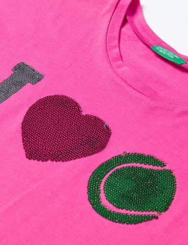 United Colors of Benetton Koszulka dziewczęca z krótkim rękawem, Fuxia 1y8, L (Krótki)