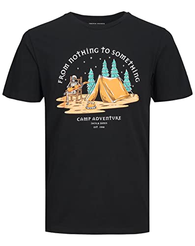 JACK & JONES Koszulka męska Jjhiker Tee SS Crew Neck, czarny, XL