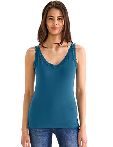 Street One Damski top koronkowy, Deep Splash Blue, 34